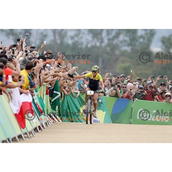 Jenny Rissveds (SWE) Olympic gold medalist in Women\'s Cross-Country race at Deodoro Mountain Bike Centre during Rio de Janeiro 2016 Olympic games , Brazil on August 20 , 2016