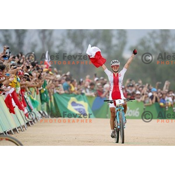Maja Wloszczowska (POL) Olympic silver medalist in Women\'s Cross-Country race at Deodoro Mountain Bike Centre during Rio de Janeiro 2016 Olympic games , Brazil on August 20 , 2016