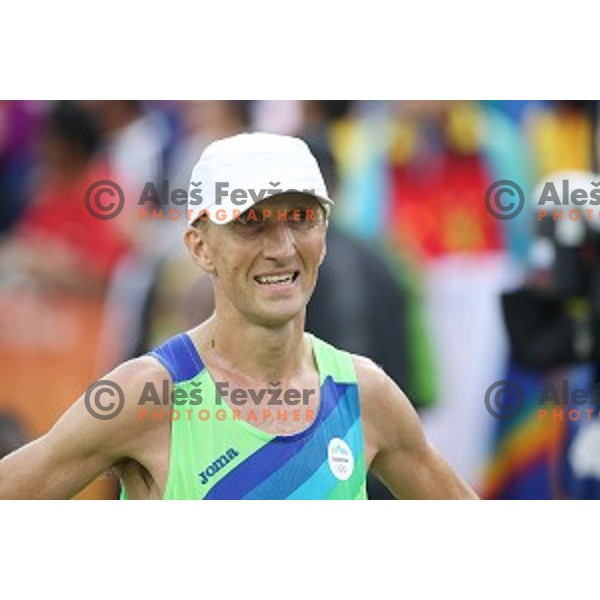 Anton Kosmac (SLO) at the finsh of Marathon at Sambadromo during Rio de Janeiro 2016 Olympic games , Brazil on August 21 , 2016