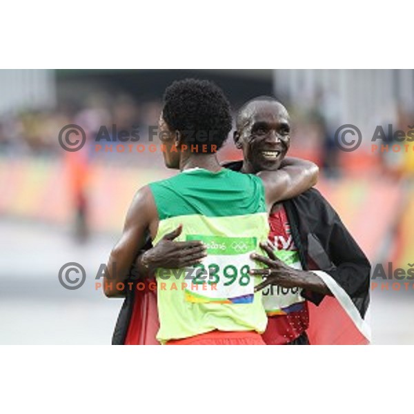 Eliud Kipchoge (KEN) Olympic gold medalist and winner of Men\'s Marathon at Sambadromo during Rio de Janeiro 2016 Olympic games , Brazil on August 21 , 2016