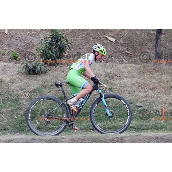 Tanja Zakelj of Slovenia competes at Women\'s Cross-Country race at Deodoro Mountain Bike Centre during Rio de Janeiro 2016 Olympic games , Brazil on August 20 , 2016