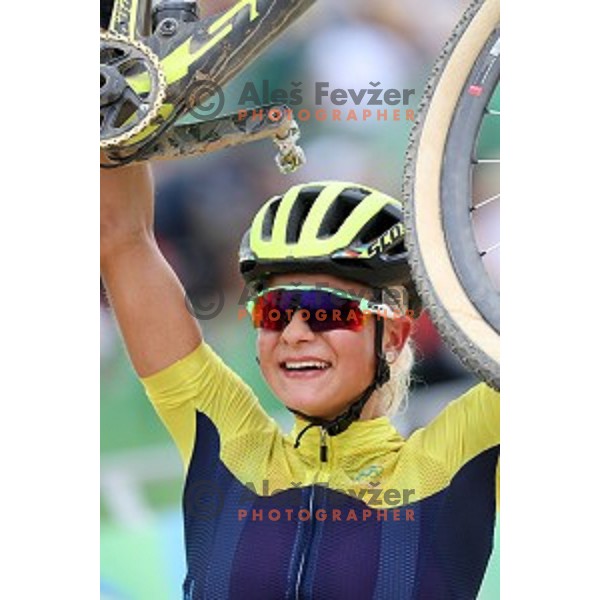 Jenny Rissveds (SWE) Olympic gold medalist in Women\'s Cross-Country race at Deodoro Mountain Bike Centre during Rio de Janeiro 2016 Olympic games , Brazil on August 20 , 2016