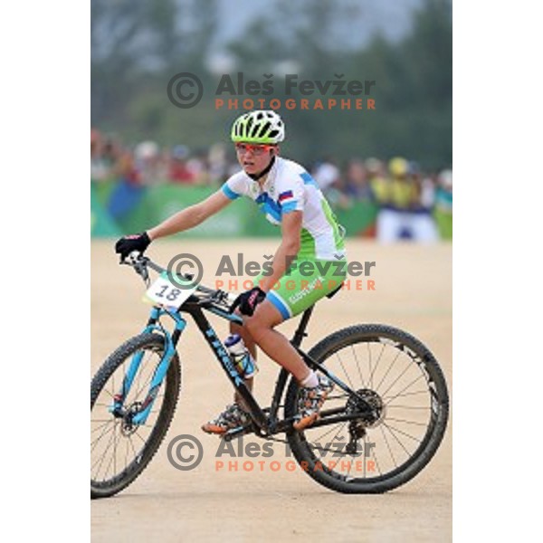 Tanja Zakelj of Slovenia competes at Women\'s Cross-Country race at Deodoro Mountain Bike Centre during Rio de Janeiro 2016 Olympic games , Brazil on August 20 , 2016