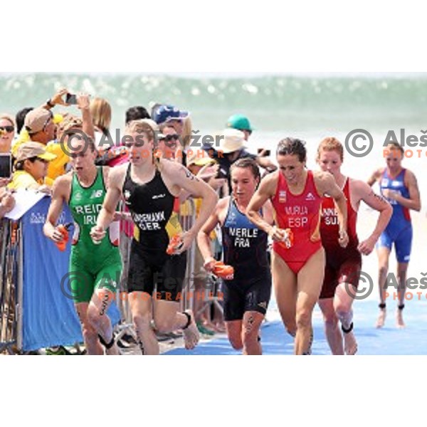 Women\'s Triathlon at Copacabana Beach during Rio de Janeiro 2016 Olympic games , Brazil on August 20 , 2016