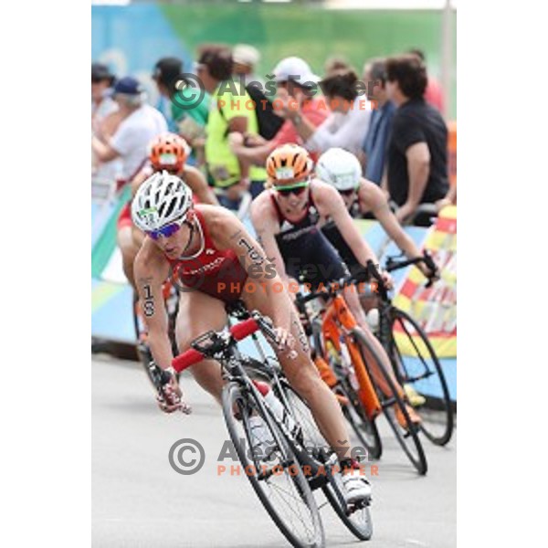 Nicola Spirig Hug (SUI) competes at Women\'s Triathlon at Copacabana Beach during Rio de Janeiro 2016 Olympic games , Brazil on August 20 , 2016