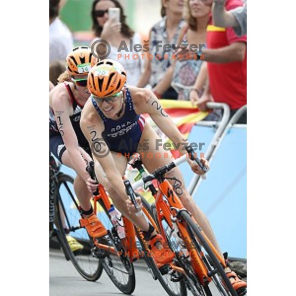 Olympic gold medalist Jorgenssen (USA) competes at Women\'s Triathlon at Copacabana Beach during Rio de Janeiro 2016 Olympic games , Brazil on August 20 , 2016