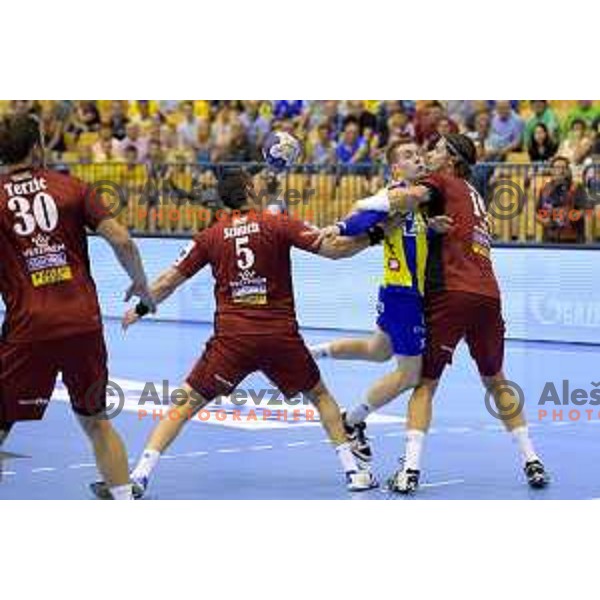 in action during handball match of SEHA Gazprom League between Ceelje Pivovarna Lasko and Veszprem, Arena Zlatorog, Celje, September 3rd, 2016.