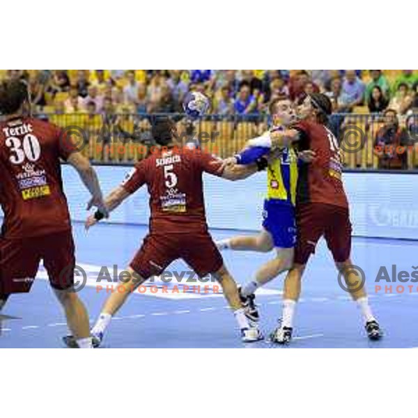 in action during handball match of SEHA Gazprom League between Ceelje Pivovarna Lasko and Veszprem, Arena Zlatorog, Celje, September 3rd, 2016.