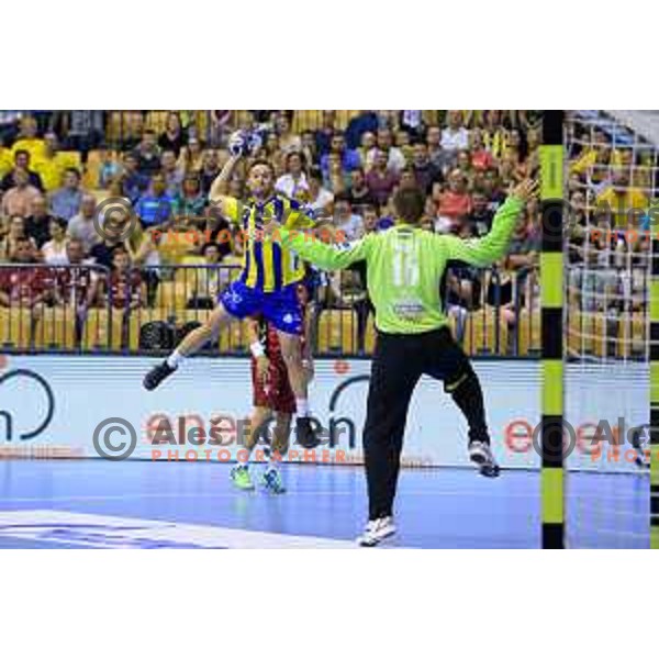 in action during handball match of SEHA Gazprom League between Ceelje Pivovarna Lasko and Veszprem, Arena Zlatorog, Celje, September 3rd, 2016.