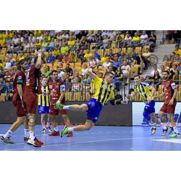 in action during handball match of SEHA Gazprom League between Ceelje Pivovarna Lasko and Veszprem, Arena Zlatorog, Celje, September 3rd, 2016.