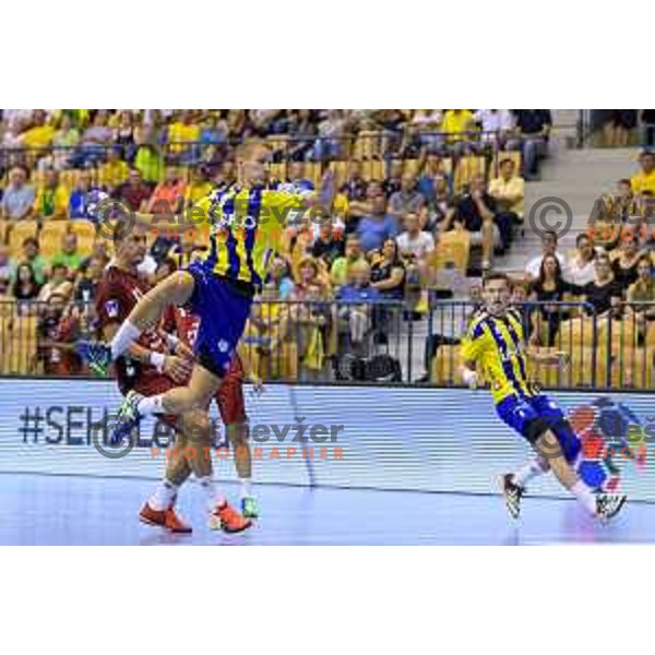 in action during handball match of SEHA Gazprom League between Ceelje Pivovarna Lasko and Veszprem, Arena Zlatorog, Celje, September 3rd, 2016.