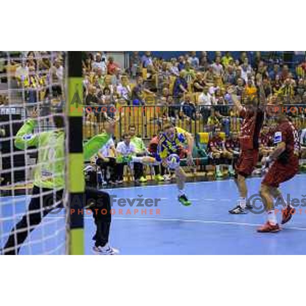 in action during handball match of SEHA Gazprom League between Ceelje Pivovarna Lasko and Veszprem, Arena Zlatorog, Celje, September 3rd, 2016.