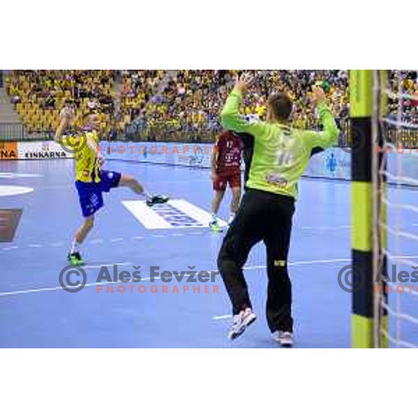 in action during handball match of SEHA Gazprom League between Ceelje Pivovarna Lasko and Veszprem, Arena Zlatorog, Celje, September 3rd, 2016.