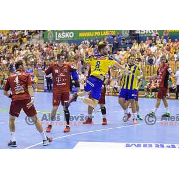 in action during handball match of SEHA Gazprom League between Ceelje Pivovarna Lasko and Veszprem, Arena Zlatorog, Celje, September 3rd, 2016.