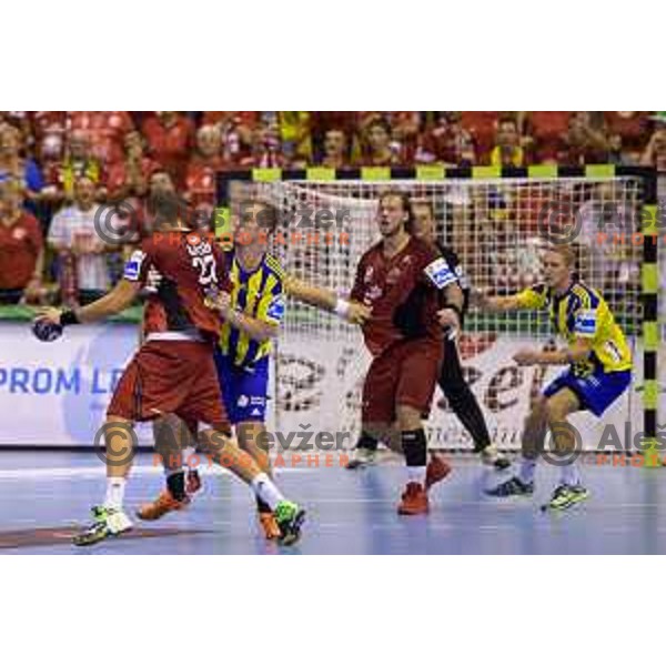 in action during handball match of SEHA Gazprom League between Ceelje Pivovarna Lasko and Veszprem, Arena Zlatorog, Celje, September 3rd, 2016.