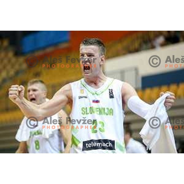 Ziga Dimec of team Slovenia in action during basketball match between Slovenia and Ukraine, 3rd match in group E qualifications for Eurobasket 2017, played in Zlatorog Arena, Celje, Slovenia on September 7, 2016