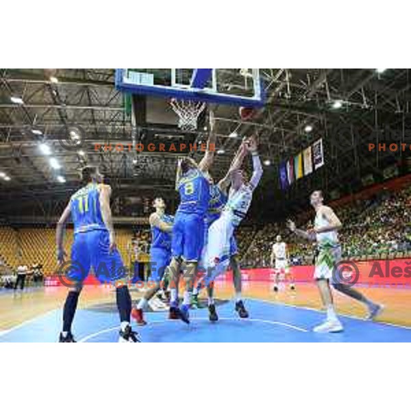 of team Slovenia in action during basketball match between Slovenia and Ukraine, 3rd match in group E qualifications for Eurobasket 2017, played in Zlatorog Arena, Celje, Slovenia on September 7, 2016