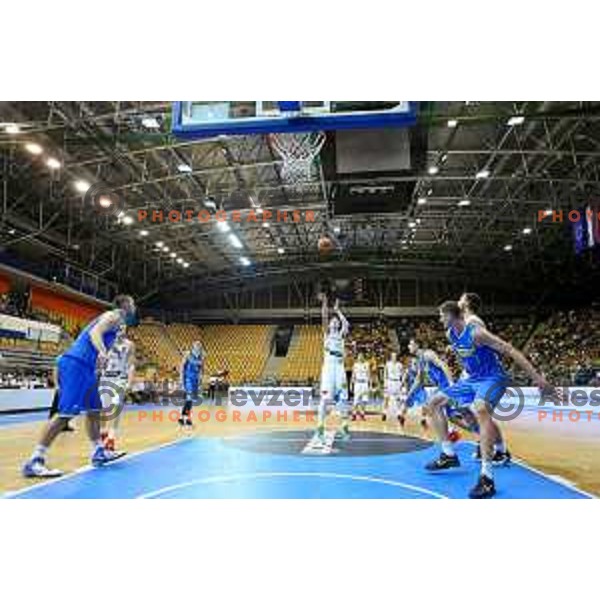 of team Slovenia in action during basketball match between Slovenia and Ukraine, 3rd match in group E qualifications for Eurobasket 2017, played in Zlatorog Arena, Celje, Slovenia on September 7, 2016