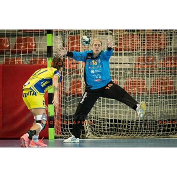 Misa Marincek in action during Handball match Krim - Ioventa Mihalovce, EHF Champions league qualifying, Kodeljevo, Ljubljana, Slovenia, 10.09.2016
