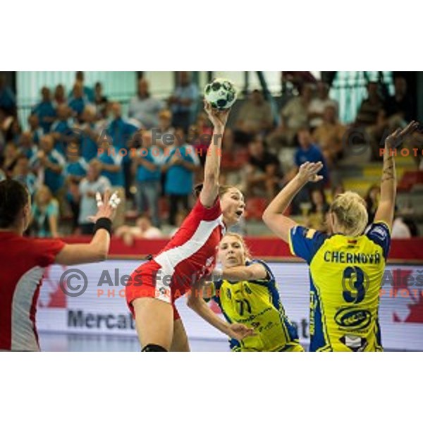 Nina Jericek in action during Handball match Krim - Ioventa Mihalovce, EHF Champions league qualifying, Kodeljevo, Ljubljana, Slovenia, 10.09.2016