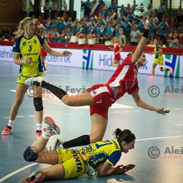 Vesna Milovanovic Litre in action during Handball match Krim - Ioventa Mihalovce, EHF Champions league qualifying, Kodeljevo, Ljubljana, Slovenia, 10.09.2016