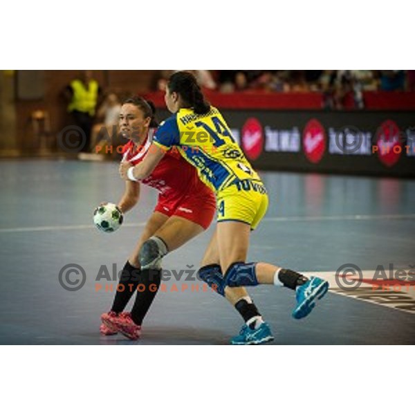 Valentina Blazevic in action during Handball match Krim - Ioventa Mihalovce, EHF Champions league qualifying, Kodeljevo, Ljubljana, Slovenia, 10.09.2016