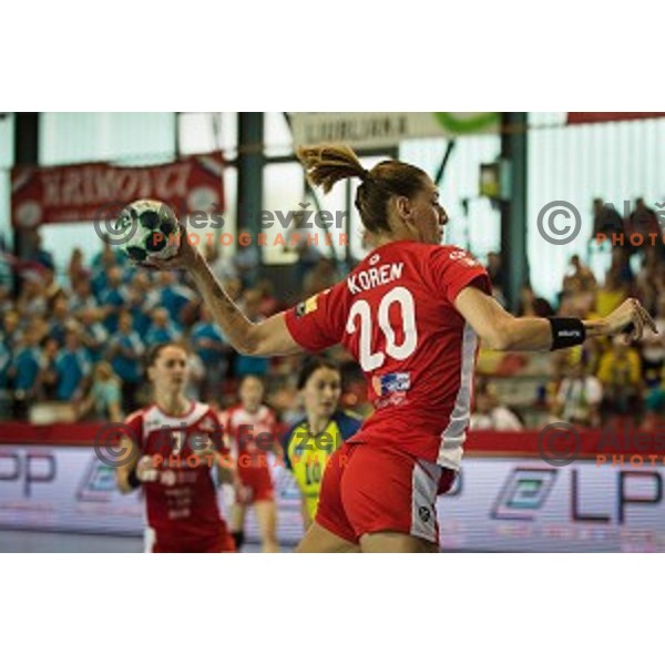 Alja Koren in action during Handball match Krim - Ioventa Mihalovce, EHF Champions league qualifying, Kodeljevo, Ljubljana, Slovenia, 10.09.2016