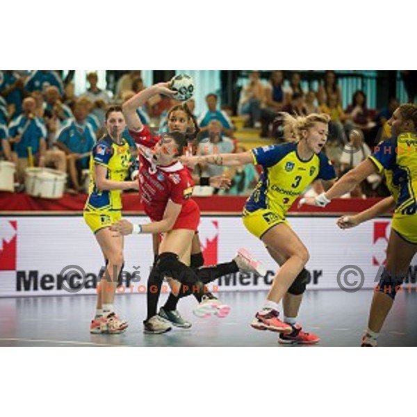 Nina Jericek in action during Handball match Krim - Ioventa Mihalovce, EHF Champions league qualifying, Kodeljevo, Ljubljana, Slovenia, 10.09.2016