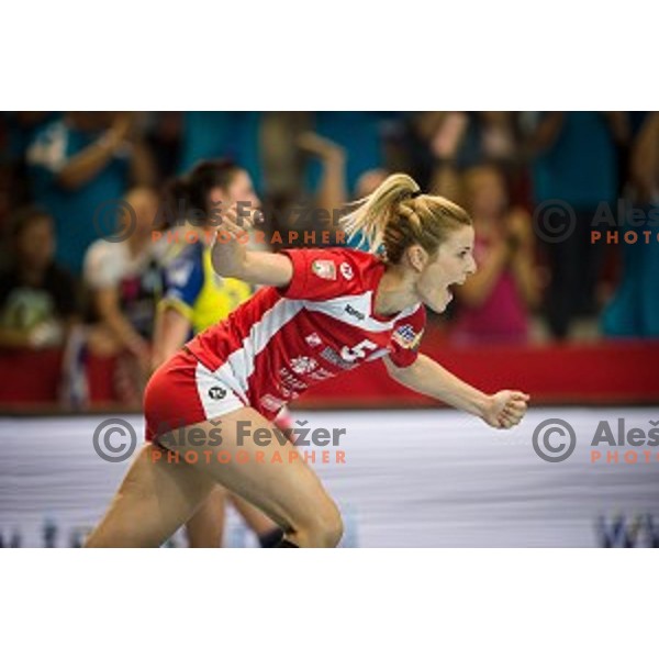 Aneta Benko in action during Handball match Krim - Ioventa Mihalovce, EHF Champions league qualifying, Kodeljevo, Ljubljana, Slovenia, 10.09.2016