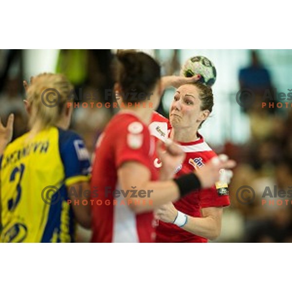 Nina Jericek in action during Handball match Krim - Ioventa Mihalovce, EHF Champions league qualifying, Kodeljevo, Ljubljana, Slovenia, 10.09.2016