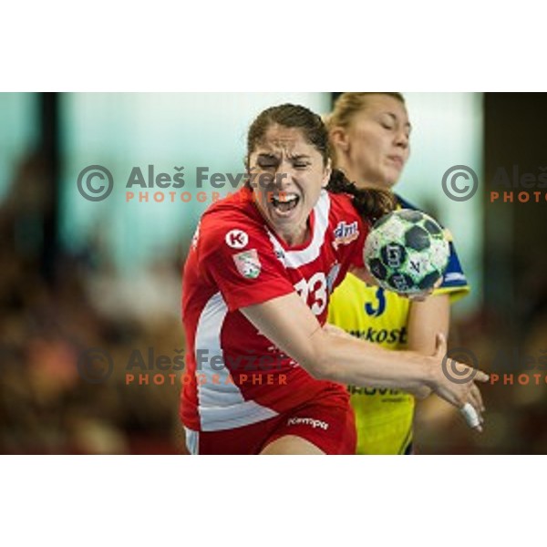 Mirjeta Bajramoska in action during Handball match Krim - Ioventa Mihalovce, EHF Champions league qualifying, Kodeljevo, Ljubljana, Slovenia, 10.09.2016