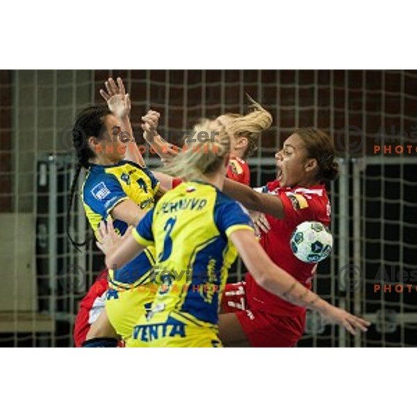 Elizabeth Omoregie in action during Handball match Krim - Ioventa Mihalovce, EHF Champions league qualifying, Kodeljevo, Ljubljana, Slovenia, 10.09.2016
