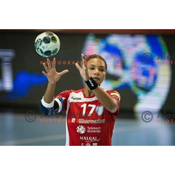 Elizabeth Omoregie in action during Handball match Krim - Ioventa Mihalovce, EHF Champions league qualifying, Kodeljevo, Ljubljana, Slovenia, 10.09.2016