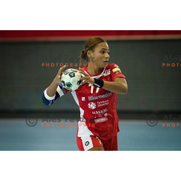Elizabeth Omoregie in action during Handball match Krim - Ioventa Mihalovce, EHF Champions league qualifying, Kodeljevo, Ljubljana, Slovenia, 10.09.2016