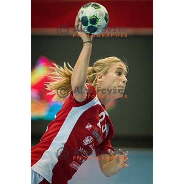 Polona Baric in action during Handball match Krim - Ioventa Mihalovce, EHF Champions league qualifying, Kodeljevo, Ljubljana, Slovenia, 10.09.2016