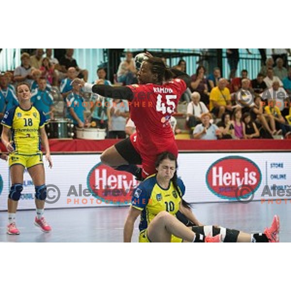 Laura Kamdop in action during Handball match Krim - Ioventa Mihalovce, EHF Champions league qualifying, Kodeljevo, Ljubljana, Slovenia, 10.09.2016