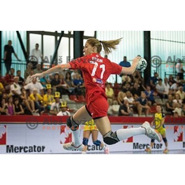 Ines Amon in action during Handball match Krim - Ioventa Mihalovce, EHF Champions league qualifying, Kodeljevo, Ljubljana, Slovenia, 10.09.2016