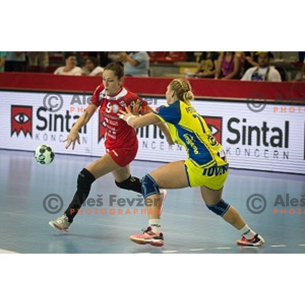 Nina Jericek in action during Handball match Krim - Ioventa Mihalovce, EHF Champions league qualifying, Kodeljevo, Ljubljana, Slovenia, 10.09.2016