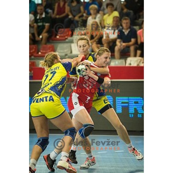 Tamara Georgijev in action during Handball match Krim - Ioventa Mihalovce, EHF Champions league qualifying, Kodeljevo, Ljubljana, Slovenia, 10.09.2016