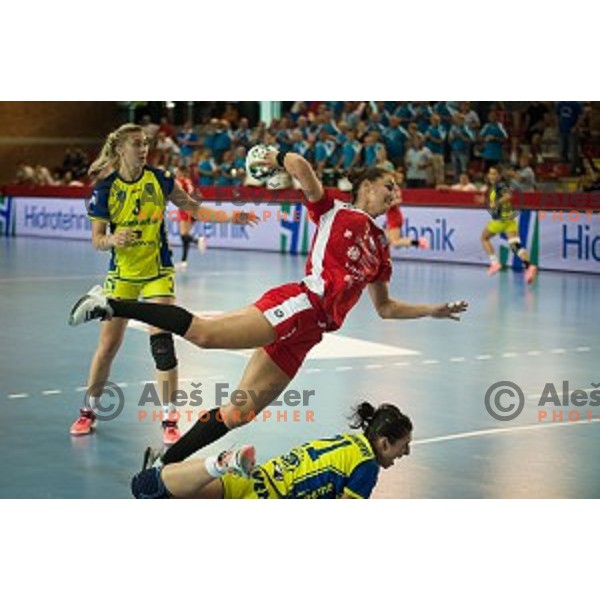 Vesna Milovanovic Litre in action during Handball match Krim - Ioventa Mihalovce, EHF Champions league qualifying, Kodeljevo, Ljubljana, Slovenia, 10.09.2016