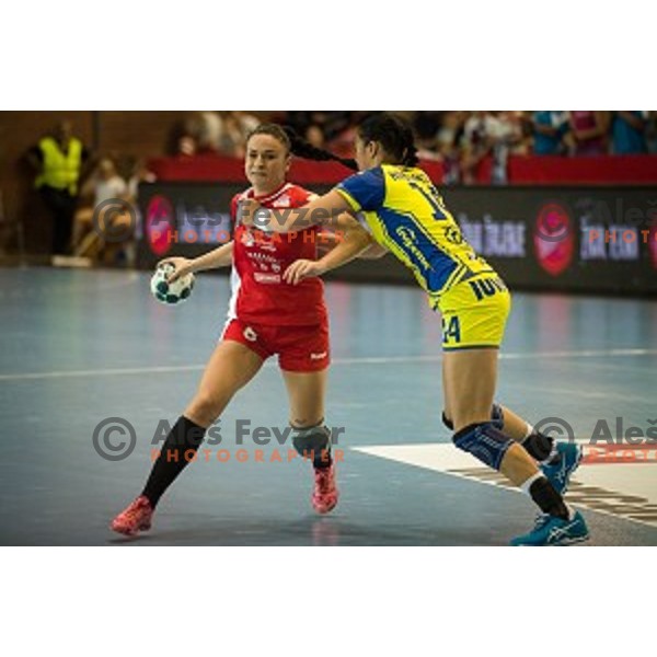 Valentina Blazevic in action during Handball match Krim - Ioventa Mihalovce, EHF Champions league qualifying, Kodeljevo, Ljubljana, Slovenia, 10.09.2016