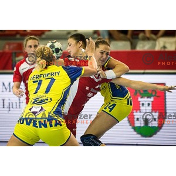 Vesna Milovanovic Litre in action during Handball match Krim - Ioventa Mihalovce, EHF Champions league qualifying, Kodeljevo, Ljubljana, Slovenia, 10.09.2016