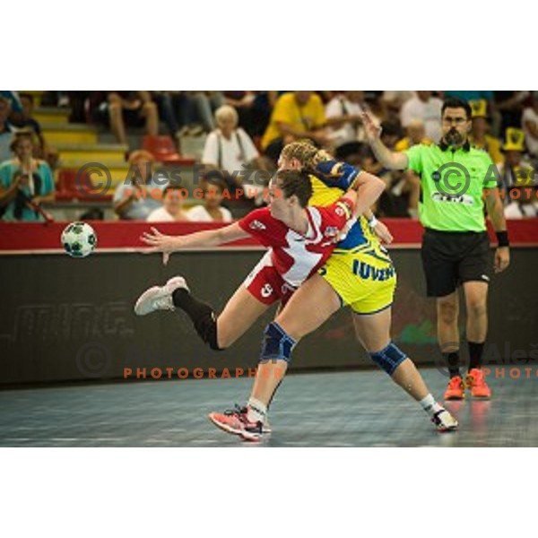 Nina Jericek in action during Handball match Krim - Ioventa Mihalovce, EHF Champions league qualifying, Kodeljevo, Ljubljana, Slovenia, 10.09.2016