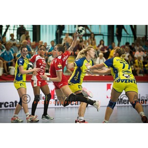 Nina Jericek in action during Handball match Krim - Ioventa Mihalovce, EHF Champions league qualifying, Kodeljevo, Ljubljana, Slovenia, 10.09.2016