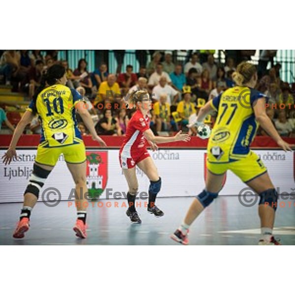 Aneta Benko in action during Handball match Krim - Ioventa Mihalovce, EHF Champions league qualifying, Kodeljevo, Ljubljana, Slovenia, 10.09.2016