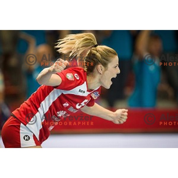 Aneta Benko in action during Handball match Krim - Ioventa Mihalovce, EHF Champions league qualifying, Kodeljevo, Ljubljana, Slovenia, 10.09.2016