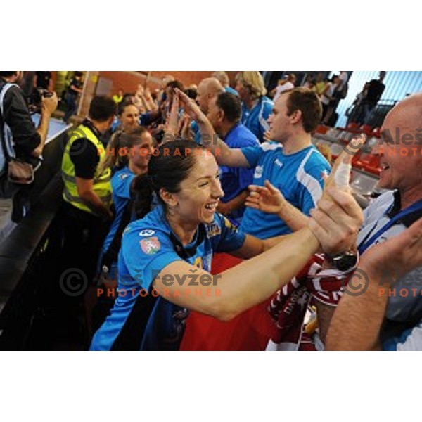 Mirjeta Bajramoska of Krim Mercator in action during EHF Champions league qualifying tournament final handball match between Krim Mercator and Idecco Conversano in Kodeljevo Hall, Ljubljana, Slovenia on September 11, 2016