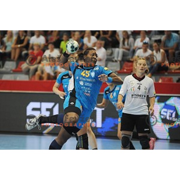 Laura Kamdop of Krim Mercator in action during EHF Champions league qualifying tournament final handball match between Krim Mercator and Idecco Conversano in Kodeljevo Hall, Ljubljana, Slovenia on September 11, 2016