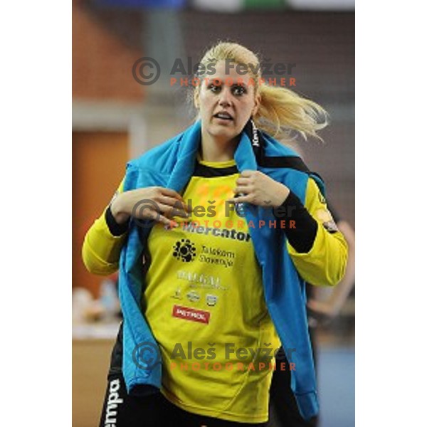 Misa Marincek of Krim Mercator in action during EHF Champions league qualifying tournament final handball match between Krim Mercator and Idecco Conversano in Kodeljevo Hall, Ljubljana, Slovenia on September 11, 2016