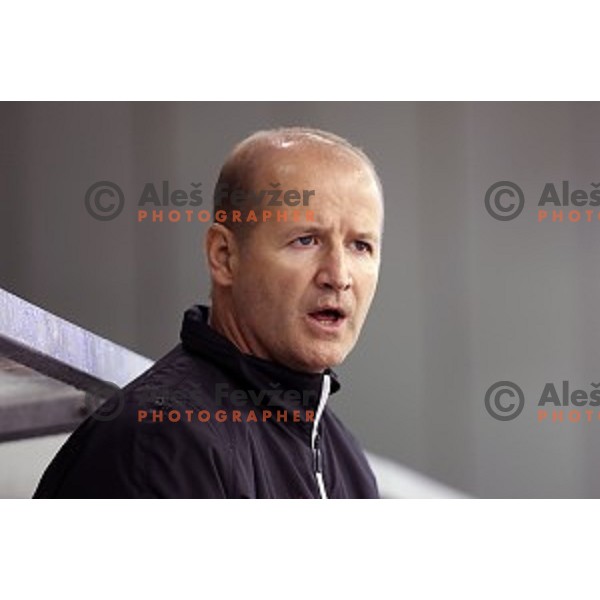Nik Zupancic, head coach of Jesenice in action during ice-hockey match Olimpija Ljubljana - SIJ Acroni Jesenice in Tivoli Hall, Ljubljana, Slovenia on September 13, 2016